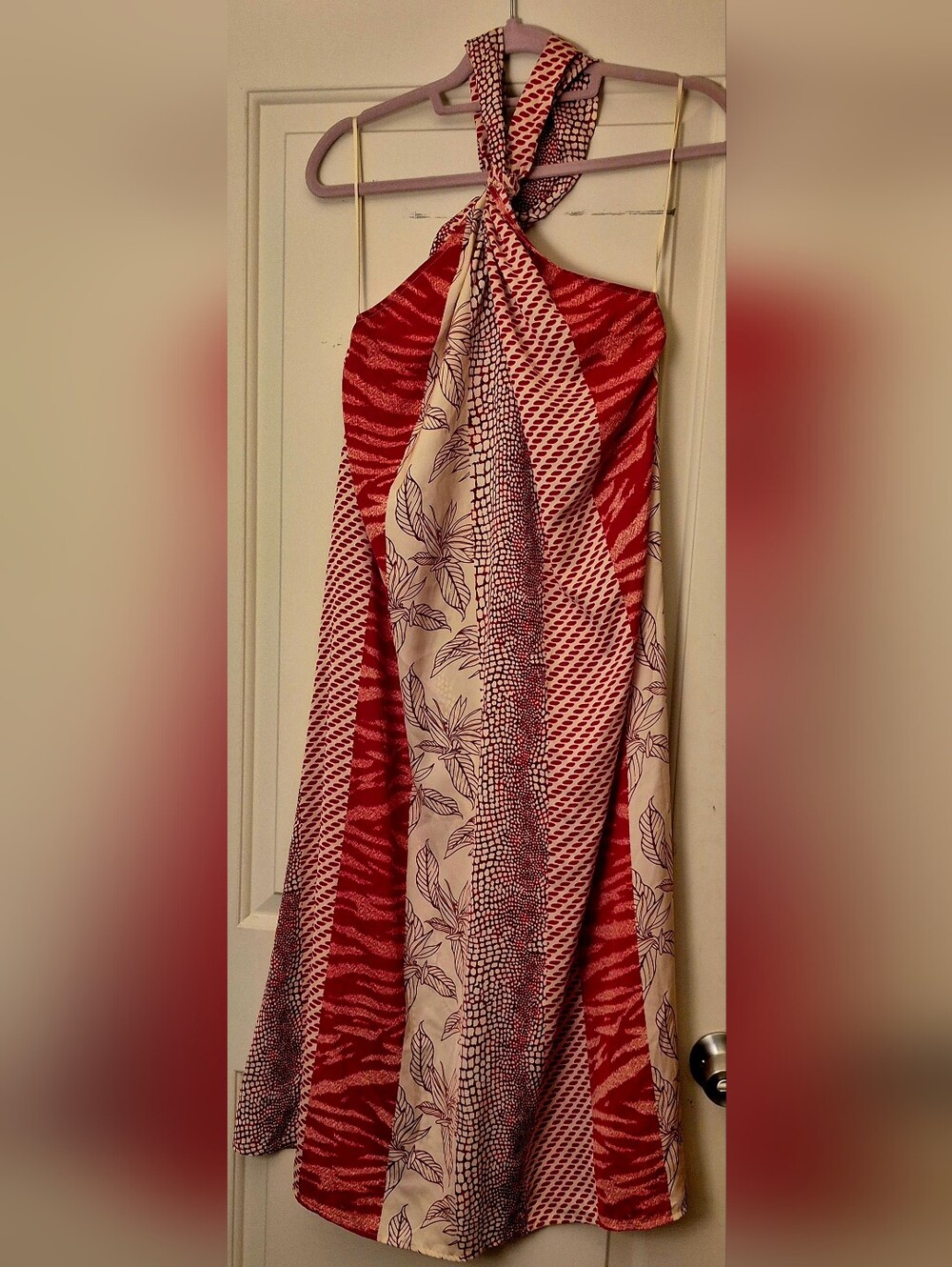 Banana Republic Twist Neck Red Sunset Dress medium - Picture 2 of 7